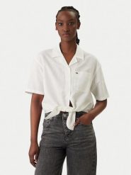 Tommy Jeans Koszula DW0DW22210 Biały Relaxed Fit. Białe koszule damskie Tommy Jeans, m, bez wzorów, z jeansu, bez kołnierzyka, bez ramiączek. Za 329.99 zł.