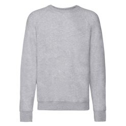 Lekka Raglanowa Bluza Unisex Dla Dorosłych. Szare bluzy męskie fruit of the loom, l, bez wzorów, bez ramiączek, bez kaptura. Za 71.99 zł.