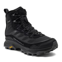 Buty turystyczne męskie Merrell Moab Speed Thermo Mid WP. Czarne buty zimowe męskie Merrell, bez wzorów, bez obcasa, bez zapięcia. Za 629.99 zł.