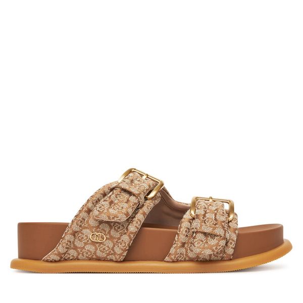 Klapki Liu Jo. Brązowe klapki damskie Liu Jo, bez wzorów, bez obcasa, bez zapięcia. Za 539.99 zł.