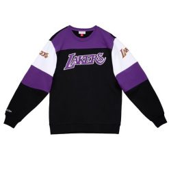 Bluza okrągły dekolt Los Angeles Lakers. Czarne bluzy męskie Mitchell & Ness, bez wzorów, sportowe, bez ramiączek, bez kaptura. Za 369.50 zł.