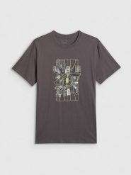 4F T-shirt regular z nadrukiem męski - szary L. Szare t-shirty męskie 4F, l, bez wzorów, z dzianiny, bez kołnierzyka, bez ramiączek. Za 59.99 zł.