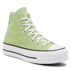 Buty do chodzenia damskie Converse Chuck Taylor All Star Lift. Zielone obuwie sportowe damskie Converse, bez wzorów, z materiału, bez zapięcia, trekkingowe. W wyprzedaży za 375.25 zł.