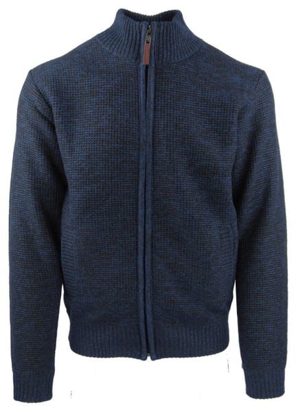 Ciepły Rozpinany Sweter z Kieszeniami - Brave Soul - Granatowy Melanż. Niebieskie swetry męskie Brave Soul, na zimę, m, bez wzorów, z polaru, bez kołnierzyka, bez ramiączek. Za 169.00 zł.