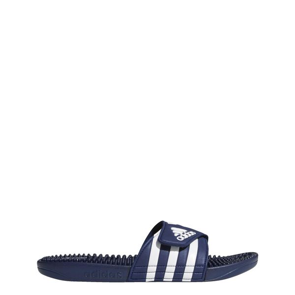 Klapki basenowe dla dorosłych Adissage. Białe klapki damskie Adidas, bez wzorów, sportowe, bez obcasa, bez zapięcia. Za 129.00 zł.