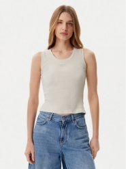 Tommy Jeans Top DW0DW21369 Beżowy Slim Fit. Brązowe topy damskie Tommy Jeans, l, bez wzorów, z bawełny, bez kołnierzyka, bez ramiączek. Za 79.99 zł.
