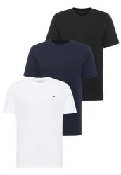 3 Pak T-Shirt Mustang Style Alex Biała Granatowa Czarna Logo Haft. Białe t-shirty męskie Mustang, s, bez wzorów, bez kołnierzyka, bez ramiączek. W wyprzedaży za 119.99 zł.