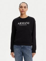 Armani Exchange Bluza XW000159 AF11851 UC001 Czarny Regular Fit. Czarne bluzy damskie Armani Exchange, xl, bez wzorów, z bawełny, bez ramiączek, bez kaptura. Za 319.99 zł.