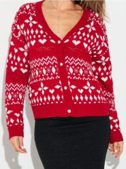 Sweter w motywie zimowym - wielobarwny. Swetry nierozpinane damskie Sinsay, l, bez wzorów, bez kołnierzyka, bez ramiączek. Za 69.99 zł.