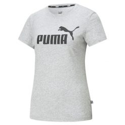 Damska koszulka z logo Essentials PUMA Light Gray Heather. Czarne bluzki damskie Puma, s, bez wzorów, klasyczne, bez kołnierzyka, bez ramiączek. Za 79.99 zł.
