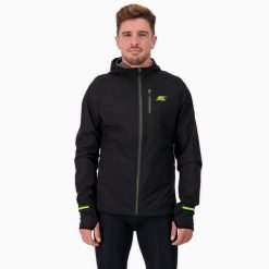 Kurtka przeciwwiatrowa wodoodporna Męska Bieganie MID-ULTRA WINDBREAKER. Czarne kurtki męskie BODYCROSS, na zimę, m, bez wzorów, sportowe, bez kaptura. Za 640.99 zł.