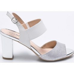Caprice - Sandały. Szare sandały damskie Caprice, bez wzorów, z materiału, z okrągłym noskiem, bez obcasa, na obcasie, bez zapięcia. W wyprzedaży za 179.90 zł.