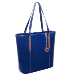 Torebka skórzana damska McKlein Cristina shopper A4 granatowa. Niebieskie shopperki damskie bez wzorów, ze skóry, bez dodatków. Za 579.00 zł.