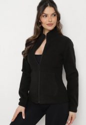 Czarna Bluza z Polarem i Kołnierzem oraz Suwakiem Oxerda. Czarne bluzy damskie Born2be, xl, bez wzorów, z polaru, bez ramiączek, bez kaptura. Za 44.99 zł.
