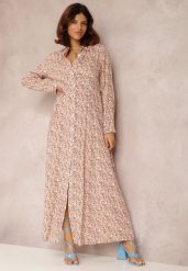 Biało-Pomarańczowa Sukienka Adena. Białe sukienki damskie Renee, l, bez wzorów, eleganckie, bez kołnierzyka, bez ramiączek, maxi, kopertowe. Za 109.99 zł.