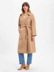 Weekend Max Mara płaszcz wełniany Kobiety wełna ze strzyży beżowy, 38. Brązowe płaszcze damskie Weekend Max Mara, bez wzorów, z wełny, biznesowe, bez kołnierzyka, bez kaptura. Za 3,599.95 zł.
