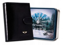 Portfel skórzany Peterson [DH] PTN N62L-VT czarny. Czarne portfele męskie Peterson, bez wzorów, ze skóry. Za 109.99 zł.