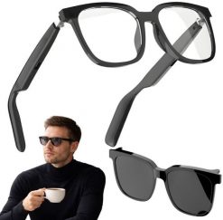 Słuchawki Verk Inteligentne okulary bluetooth z nakładką głośnikami odbieranie połączeń. Słuchawki bezprzewodowe Verk. Za 92.99 zł.