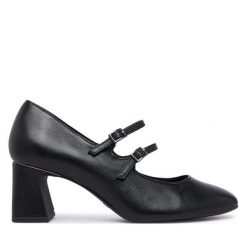 Półbuty Tamaris. Czarne półbuty damskie Tamaris, bez wzorów, bez obcasa, na obcasie, bez zapięcia. Za 394.99 zł.