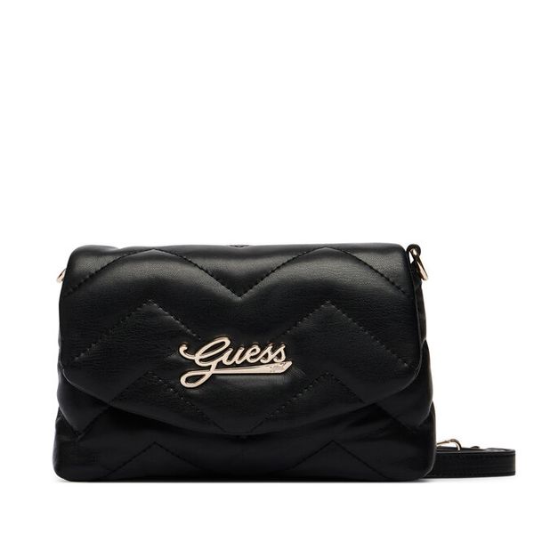 Torebka Guess. Czarne listonoszki damskie Guess, z aplikacjami, bez dodatków. Za 213.99 zł.