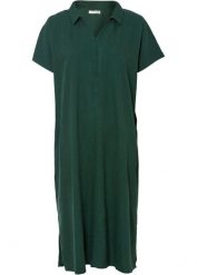 Sukienka kaftanowa z przewiewnej mieszanki lnu i wiskozy. Zielone sukienki damskie bonprix, na lato, bez wzorów, z wiskozy, bez kołnierzyka, bez ramiączek. Za 142.99 zł.