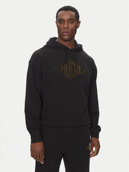 HUGO Bluza Dacorolo 50534947 Czarny Relaxed Fit. Czarne bluzy męskie Hugo, m, bez wzorów, z bawełny, bez ramiączek, bez kaptura. Za 299.99 zł.