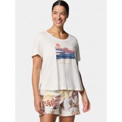 Koszulka bawełniana damska Columbia Ruby Springs Graphic Scoop Neck S/S. Białe bluzki damskie Columbia, s, bez wzorów, z bawełny, bez kołnierzyka, bez ramiączek. Za 91.99 zł.