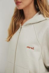 Bluza z kapturem zapinana na zamek w kolorze IVORY - GENESIS-UNI. Brązowe bluzy damskie Marsala, m, bez wzorów, z bawełny, sportowe, bez ramiączek, z kapturem. Za 399.90 zł.