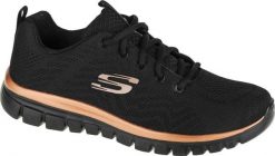 Skechers Skechers Graceful-Get Connected 12615-BKRG Czarne 40. Czarne obuwie sportowe damskie Skechers, bez wzorów, bez zapięcia. Za 244.99 zł.