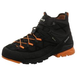 Buty trekkingowe męskie Aku Rock Dfs Mid Gtx. Czarne buty zimowe męskie Aku, bez wzorów, z materiału, bez obcasa, bez zapięcia. Za 921.00 zł.