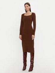 Luisa Spagnoli Sukienka dzianinowa Mandola 58510 Brązowy Regular Fit. Brązowe sukienki damskie Luisa Spagnoli, s, bez wzorów, z dzianiny, bez kołnierzyka, bez ramiączek. Za 1,359.00 zł.