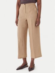 Marella Spodnie materiałowe Clava 2615131182 Beżowy Regular Fit. Brązowe spodnie materiałowe damskie Marella, bez wzorów, ze lnu. Za 539.99 zł.