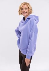 Bluza oversize B-VENA. Fioletowe bluzy damskie Volcano, m, z aplikacjami, z bawełny, bez ramiączek, z kapturem. Za 159.99 zł.