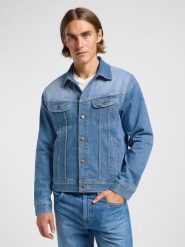 LEE MĘSKA KURTKA JEANSOWA LEE RIDER JACKET WORN INDIGO 112363866. Niebieskie kurtki męskie Lee, m, bez wzorów, z jeansu, bez kaptura. Za 279.99 zł.