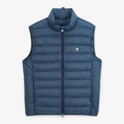 Kurtka puchowa bez rękawów Serge Blanco Piumino. Niebieskie kurtki męskie SERGE BLANCO, l, bez wzorów, z materiału, eleganckie, bez kaptura. Za 470.50 zł.