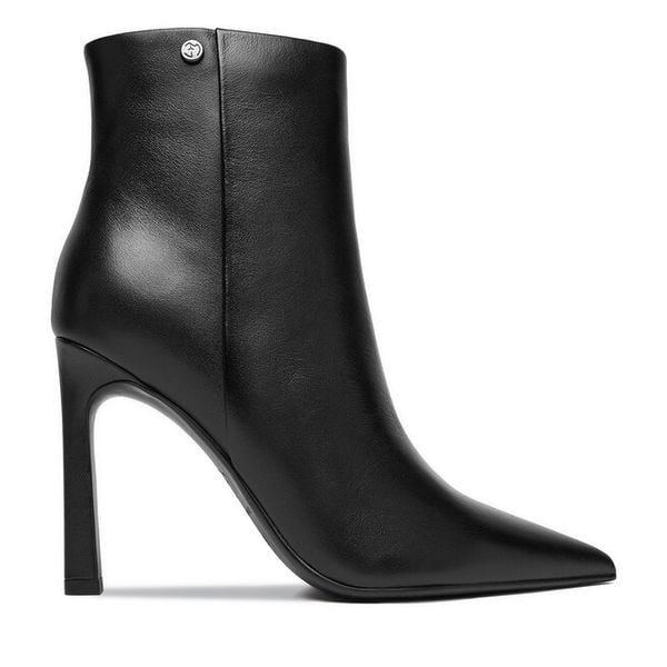 Botki Eva Minge. Czarne botki damskie Eva Minge, bez wzorów, bez obcasa, na słupku, bez zapięcia. Za 339.99 zł.