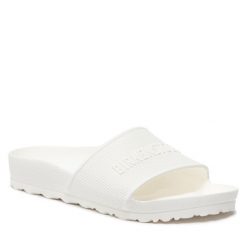 Klapki Birkenstock. Białe klapki damskie Birkenstock, bez wzorów, bez obcasa, bez zapięcia. Za 219.99 zł.