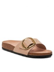 Birkenstock Klapki Madrid 1026496 Beżowy. Brązowe klapki damskie Birkenstock, bez wzorów, ze skóry, bez obcasa, bez zapięcia. Za 629.99 zł.