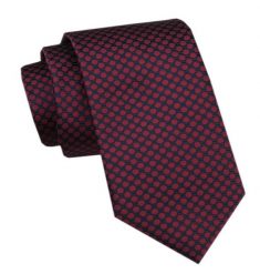 Elegancki Krawat Męski - Alties - Granatowy w Czerwone Grochy. Czerwone krawaty i muchy Alties, bez wzorów, z tkaniny, eleganckie. Za 49.00 zł.