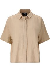 Koszula damska Cruz Melany. Brązowe koszule damskie CRUZ, s, bez wzorów, z bawełny, eleganckie, bez kołnierzyka, bez ramiączek. Za 166.00 zł.