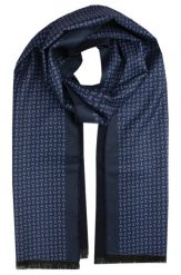 Elegancki Szalik Bawełniany - Alties - Granatowy w Drobny Wzór. Niebieskie szaliki męskie Alties, bez wzorów, z bawełny. Za 99.00 zł.