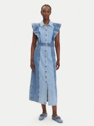 YAS Sukienka jeansowa Cawi 26037659 Niebieski Regular Fit. Niebieskie sukienki damskie YAS, bez wzorów, z bawełny, bez kołnierzyka, bez ramiączek. Za 539.99 zł.