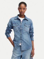Tommy Jeans Koszula jeansowa DW0DW23486 Niebieski Regular Fit. Niebieskie koszule damskie Tommy Jeans, m, bez wzorów, z bawełny, bez kołnierzyka, bez ramiączek. Za 369.99 zł.