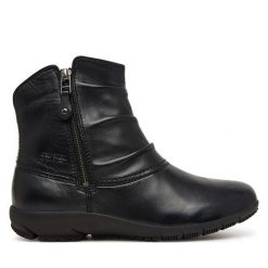 Botki Josef Seibel. Czarne botki damskie Josef Seibel, bez wzorów, bez obcasa, na płaskiej podeszwie, bez zapięcia. Za 479.99 zł.