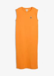 Sukienka T-shirtowa z czystej bawełny organicznej. Brązowe sukienki damskie bonprix, bez wzorów, z bawełny, bez kołnierzyka, bez ramiączek. Za 64.99 zł.