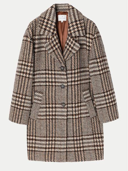 Tatuum Płaszcz wełniany Sewro 1 T2419.007B Brązowy Regular Fit. Brązowe płaszcze damskie Tatuum, na zimę, bez wzorów, z syntetyku, bez kołnierzyka, bez kaptura. Za 579.99 zł.