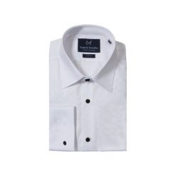 KOSZULA WHITE CUFFLINKS. Białe koszule męskie Guns&tuxedos, m, bez wzorów, biznesowe, bez kołnierzyka, bez ramiączek. Za 139.99 zł.