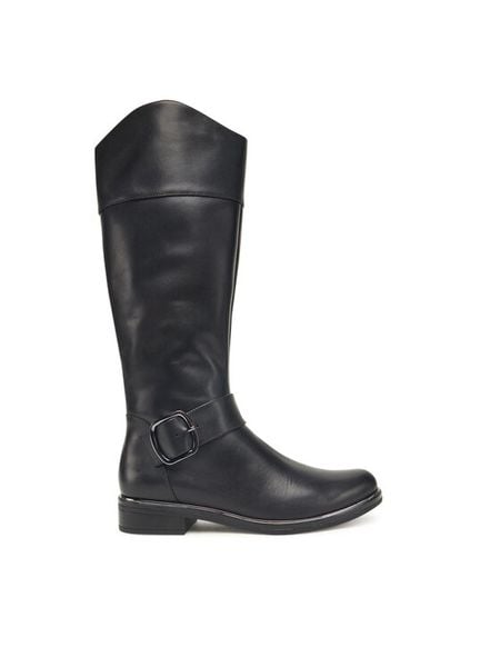 Caprice Oficerki 9-25517-45 Czarny. Czarne kozaki damskie Caprice, bez wzorów, ze skóry, bez obcasa, na płaskiej podeszwie, bez zapięcia. Za 739.99 zł.