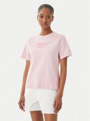 Tommy Hilfiger T-Shirt Logo Interlock WW0WW48707 Różowy jasny Regular Fit. Czerwone t-shirty damskie Tommy Hilfiger, m, bez wzorów, z bawełny, bez kołnierzyka, bez ramiączek. Za 209.99 zł.