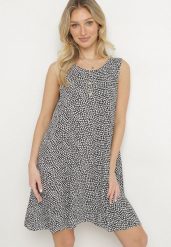 Czarna Bawełniana Rozkloszowana Sukienka Ozdobiona Kwiatami i Guzikami Lisavella. Czarne sukienki damskie Born2be, na co dzień, na lato, l, bez wzorów, z bawełny, eleganckie, bez kołnierzyka, bez ramiączek, mini, rozkloszowane. Za 34.99 zł.